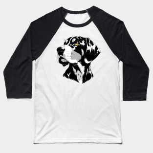 Stunning and Cool Bluetick Coonhound Monochrome and Gold Portrait for Father's Day Baseball T-Shirt